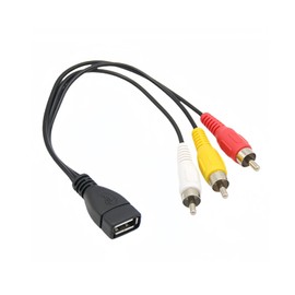 ELNONE 0.2M/0.65FT USB to 3RCA Cable, USB Female to 3 RCA AV Cable Adapter for PC TV (0.2M USB Female to 3RCA Male)