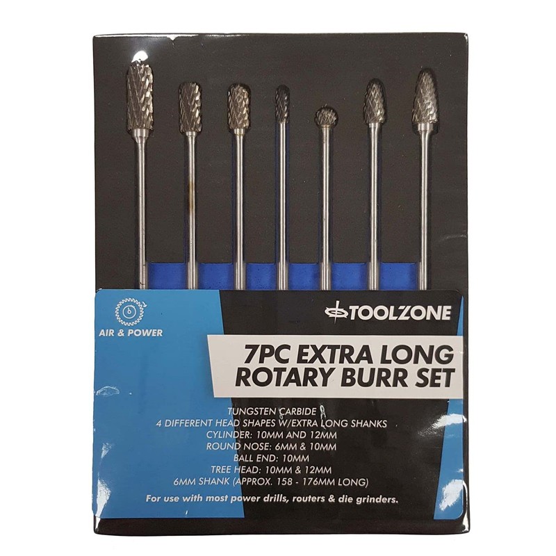 Rotary Burr Set Extra Long 150mm Shank Tungsten Carbide Burrs