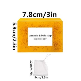 3PCS Lemon Turmeric KojicAcid Soap, Turmeric & Kojic Acid Brightening Soap, DarkSpot Remover, Kojic Acid Soap, Soap Body CareBody Wash Lemon Flawless Organic:_2 Counts Soap + 2 Counts Soap Bag