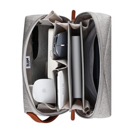 BUBM Electronic Organizer Accessory Tech Pouch for MacBook Charger, Cables, Hard Drive, Cords, Water-Resistant Storage Bag Slots for USB Adapter, Memory Card,Grey