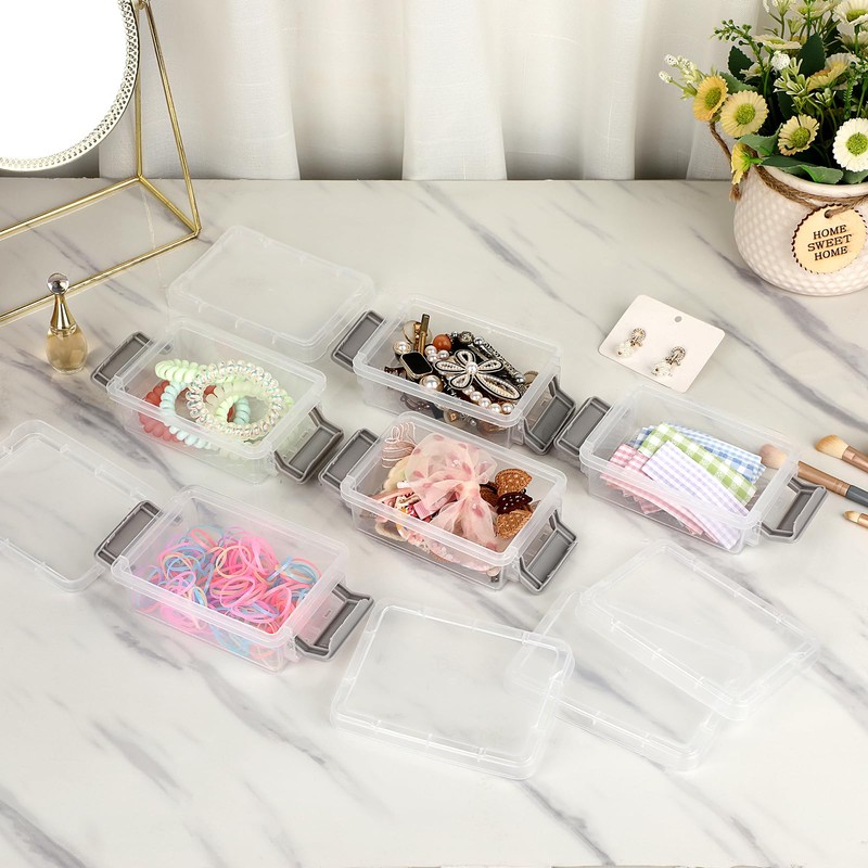 BSTKEY 12 Pcs Plastic Small Storage Containers with Lids, Clear