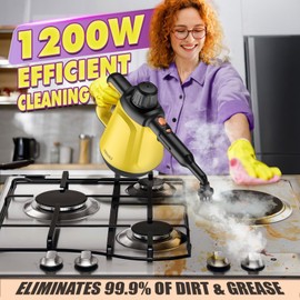 Natural Multi-Surface Handheld Steam Cleaner with 10 Accessories, 13.5OZ Pressurized Multipurpose On Demand Steam Cleaner for Home, Steamer for Cleaning Dirt, Grease, Grout, Tile, Floor, Couch and Car