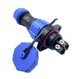 Connector Plug Aviation Plug SP17 2 Pin, Solderless 2 Holes Flange Aviation Plug IP68 Waterproof and Dustproof Aviation Plug for Outdoor Lamps 500V 10A (14AWG Cable Screw Crimp)