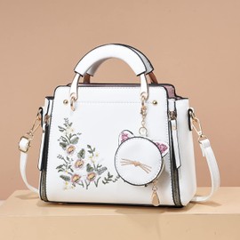 Xiaoyu Fashion Purses and Handbags for Women Ladies Crossbody Bags Top Handle Satchel Shoulder Bags Small Totes (White Flower)