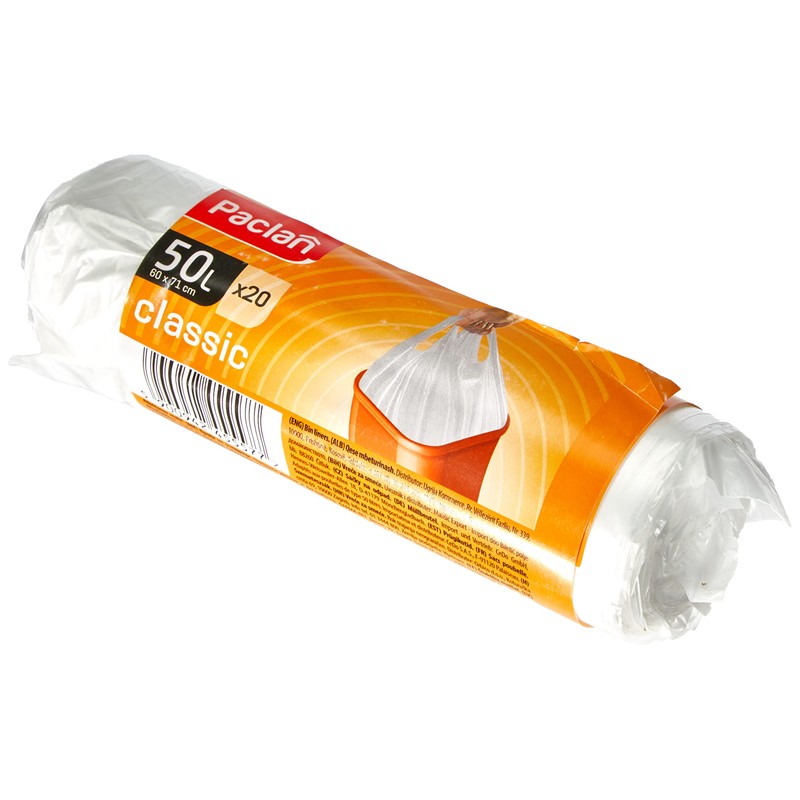 Paclan - Sacchetti per la spazzatura con manico, 20 x