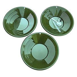 Make Your Own Gold Bars Lot of 3 Green 10 inch Gold Pans wSnuffer, Vial & Magnifier