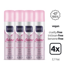 ABOVE Intimo Deodorant Spray, 4 pcs- pH Balanced - Feminine Deodorant Spray - Benzene-Free and Alcohol-Free - Dry Spray - Vegan and Cruelty-Free