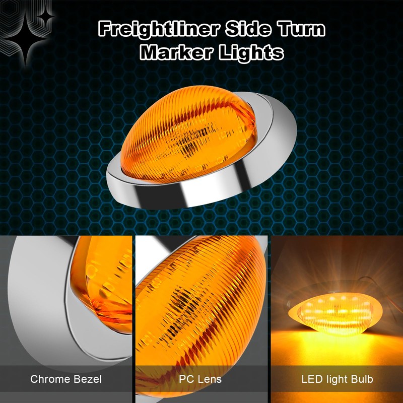 Wodvyss 2Pcs 6" Amber Lens Amber LED Side Marker &