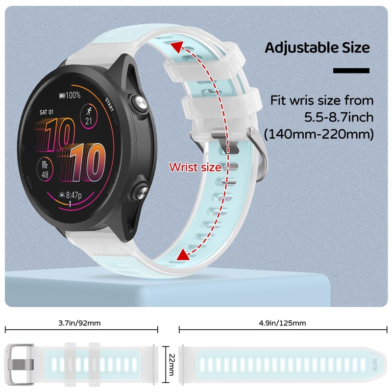 U-LIMVE Watch Band for Garmin Forerunner 570 47mm/Forerunner 265/Forerunner 255/Vivoactive