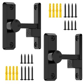 Barn Door Latch, 90/180 Degree Door Latch, Zinc Sliding Door Latch, Door Security Hardware for Bathrooms, Garages, Bedrooms, Fences, Cabinets (Black-2)
