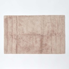 HOMESCAPES Spa Supreme Bath Mat, Stone, Very Heavy 1800 GSM, Super Soft Plush Cotton Rug, 50x80cm, Washable at Home.