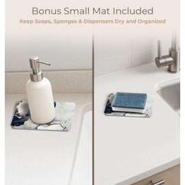 Stone Dish Drying Mat –Collapsible Fast-Drying Diatomaceous Sink Mat for Kitchen & Bathroom – Foldable, Non-Slip, Easy Clean Drainer Pad for Cups, Utensils & Dishes (15.75X23.62 inch)