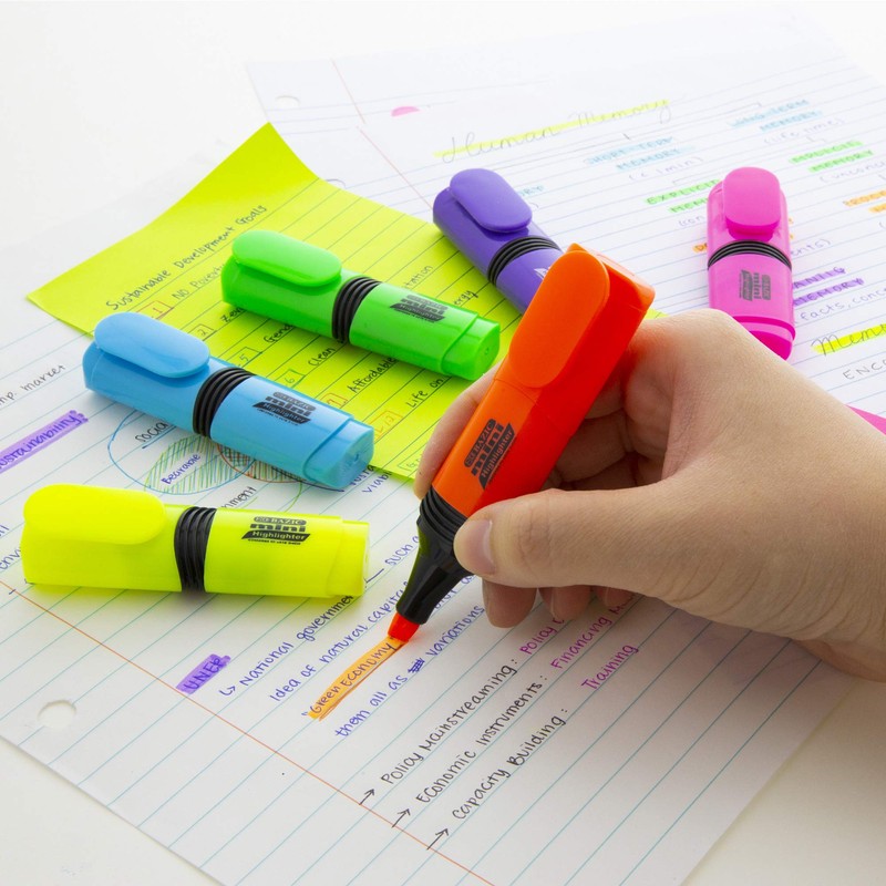 BAZIC Mini Desk Style Fluorescent Highlighters, 4 Per Pack (2323-24P)