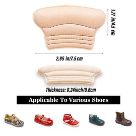 WLLHYF Kids Heel Grips 4 Pieces Self-Adhesive Heel Cushion Add Volume to Too Large Shoe InsertsPrevent Skin Rubbing and Blister Shoe Fit for Toddlers Girls and Boys Women