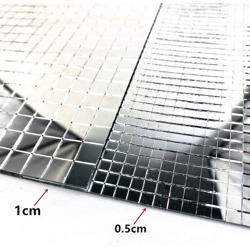 Self Adhesive Real Glass Silver Mirrors Mosaic Tiles Sticker for