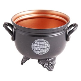 Incense Burner - Caldron Flower of Life - Iron with Cast Handle - Sindaril