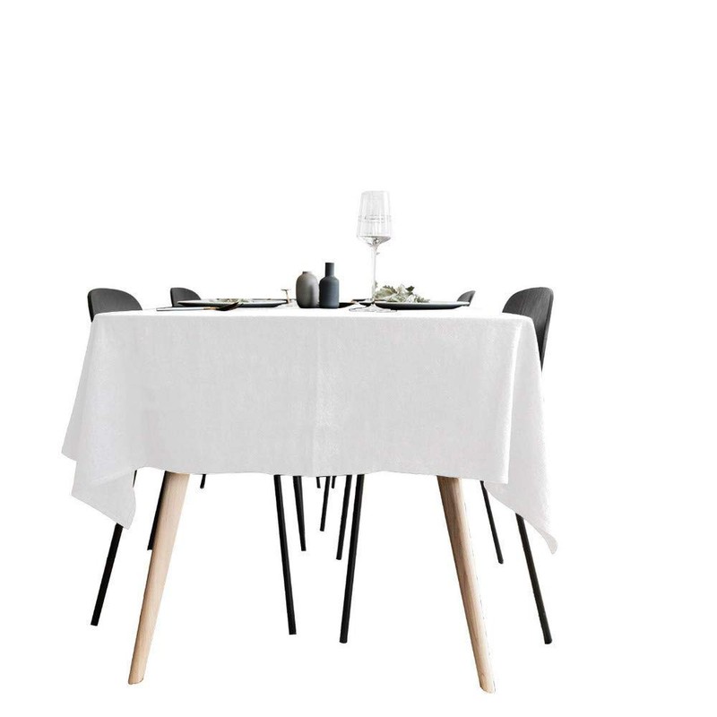 shopdp White Plain Tablecloth Table Cover 100% Cotton Rectangle Scandinavian
