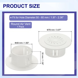 PATIKIL Round Air Vent 1.9" (49mm), Adjustable ABS Vent Cover Louver Grille Vent with Screen Fit for 1.97" - 2.36" Hole for Bathroom Office Kitchen Bedroom Ventilation, White