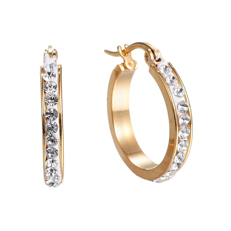 Aretes Arracadas Coquetas Acero Inoxidable Zirconias Blancas (Dorado)