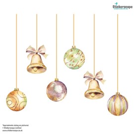 Stickerscape Christmas Bauble Window Stickers (Baubles - 1 Sheet) | Christmas Window Decorations to Create a Winter Themed Display | Reusable, Re-positionable and Cleanly Removable