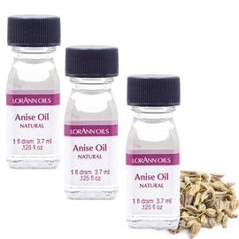 LorAnn Anise Oil SS, Natural Flavor, 1 dram bottle (.0125 fl oz - 3.7 ml) - 3 pack - includes a recipe