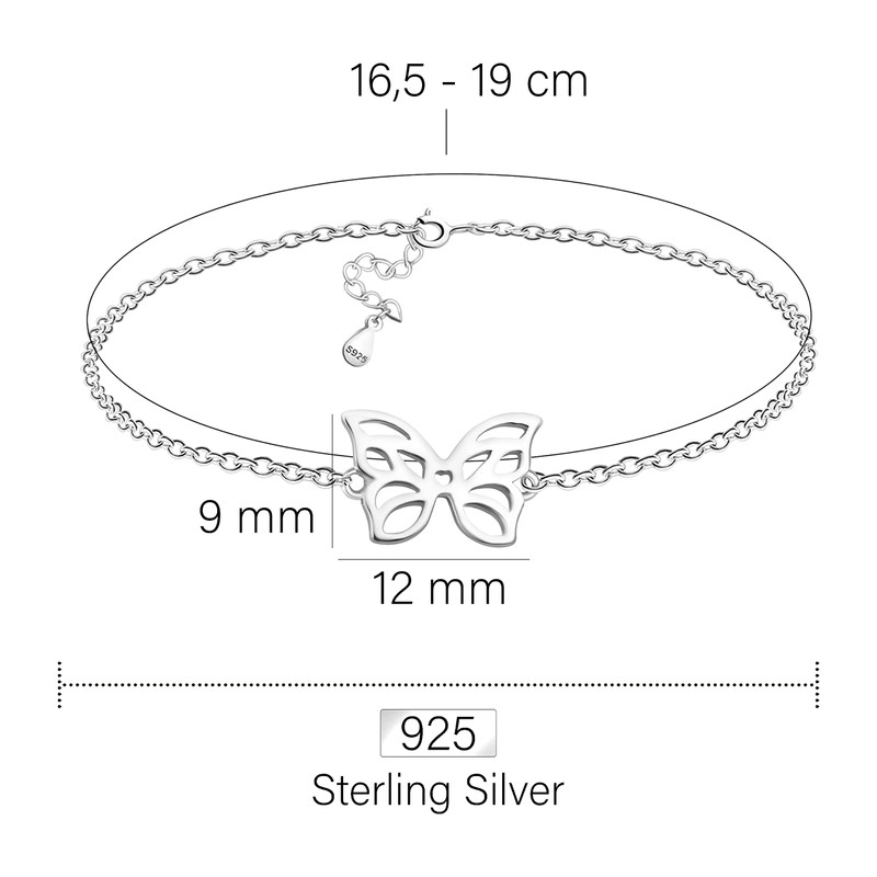 Sofia Milani - Women's Bracelet 925 Silver Butterfly Pendant, Sterling