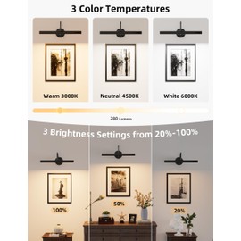 VOLISUN Picture Lights for Wall, 15.7'' Rechargeable Picture Light Battery Operated, 3 Color Temps Cordless Picture Light with Remote, Magnetic Art Light for Painting, Gallery, Portrait, 1 Pack(Black)