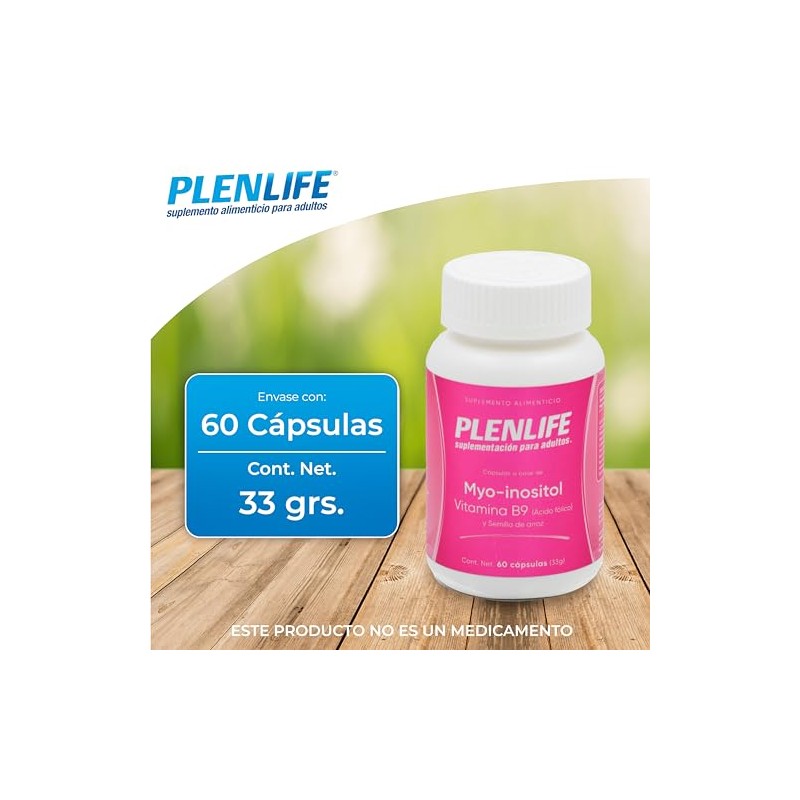 Plenlife Myo Inositol Vitamina Semilla Arroz Cápsulas