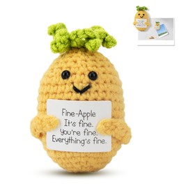 ddLUCK Fridge Magnets with Positive Card, Funny Knitted Wool Pineapple Toy, Refrigerator Magnets Crochet Doll for Kitchen Decor, Cheer Up Gifts for Boys Girls