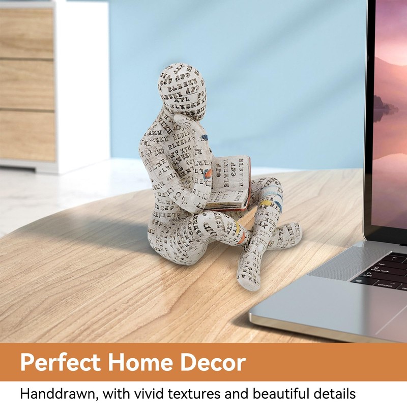 Cyrank Reading Woman Figurine Decoration for Shelf, Small Reading Women