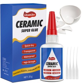 Ceramic Glue, Best Super Glue for Ceramic, Porcelain, Pottery and China Repair - Ultra Strong, Waterproof, High Temperature Resistant, Food Grade Adhesive for Mugs and Dishes, Tiles, Crafts, and More