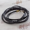 NOVICA Artisan Handmade Leather Wrap Bracelet Braided in Black from