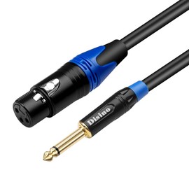Disino Female XLR to 1/4 Inch (6.35mm) TS Mono Jack Microphone Cable, Unbalanced 3 Pin XLR Female to Quarter inch TS Plug Mic Cord for Dynamic Microphone - 6.6 Feet/2 Meters