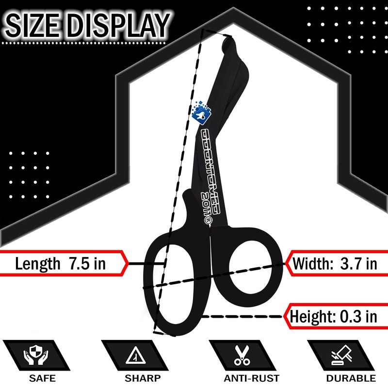 BLACK Fluoride Coated Trauma Paramedic EMT Shears Scissors 7.5" (ODONTOMED2011
