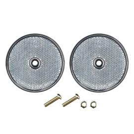 Set of 2 Reflectors Round White 70 mm Diameter Rear Reflector Cat's Eye Car Trailer E-mark with Screws