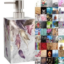 Premium Soap Dispenser | Wide choice of beautiful lotion dispenser | Easy to refill | Nice eyecatcher (Feathers)
