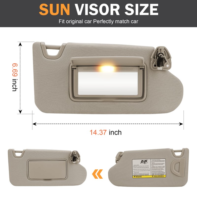 TadaMark Left Driver & Right Passenger Side Sun Visor Fit