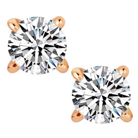 0.3/0.5/1CT Moissanite Stud Earrings, Silver/Rose Gold Color Sparkling Earrings for Women, 925 Sterling Silver Plated 18K White Gold Earrings (rose gold, 0.3ct)