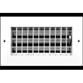 HVAC Premium 8''w x 4''h Adjustable AIR Supply Diffuser - HVAC Vent Cover Sidewall or Ceiling - Grille Register - High Airflow - White [Outer Dimensions: 9.875''w X 6''h]