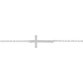 Monde Petit Horizontal Cross Bracelet 925 Sterling Silver Gift Box, Sterling Silver