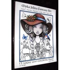 Myka Jelina Coloring Pages Fairy Faces Fantasy Art Big Eyed Fae Line Art Set11
