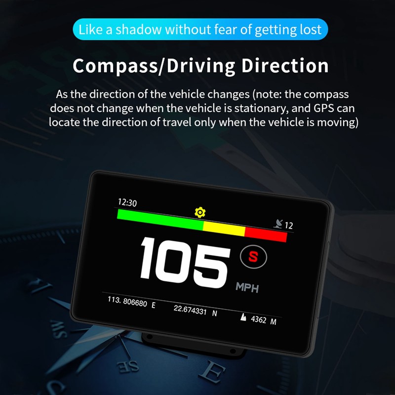 Car Smart HUD Display Dashboard Heads Up Windshield Speedometer Fatigue