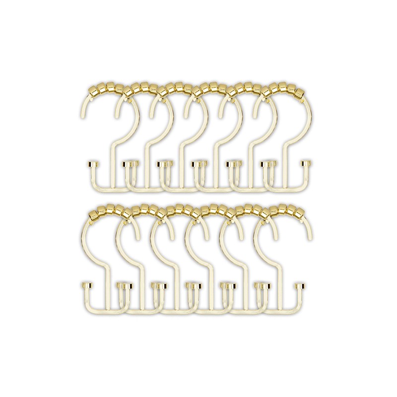 Utopia Alley HK1GD Deco Flat Double Roller Shower Curtain Hooks;