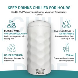 Vacuum Insulated Stainless Steel Wine & Champagne Bottle Cooler – Fits Most 750mL Bottles, Keeps Drinks Chilled for Hours (White)