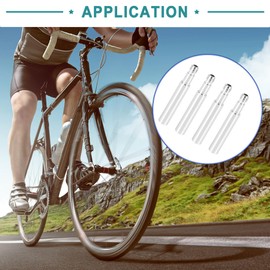 ACROPIX Universal Silver Tone Aluminum Alloy 40mm Bicycle French Type Valve Extender Extension - Set of 4