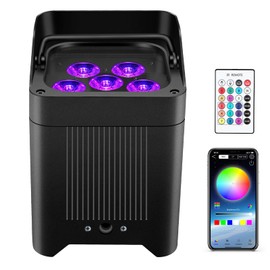 OPPSK Rechargeable Wireless Par Light - 108W 6-in-1 RGBWA+UV 9600mAh Battery Powered Uplight with Remote/APP/DMX512 Control Sound Activated for Events Weddings Churches Parties and Indoor Uplighting