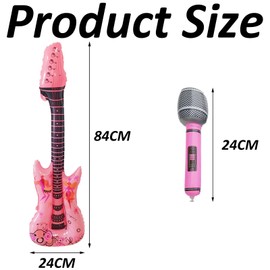 10 PCS Inflatable Party Props, Inflatable Props with 5 Inflatable Guitars and 5 Inflatable Microphones for Parties, Photo Booth Props, Inflatable Instruments for Themed Rock Parties, for Kids, Adult