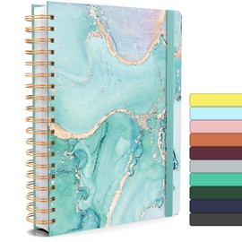 Forvencer Lined Spiral Journal Notebook with 300 Numbered Pages, B5 College Ruled Thick Journals for Writing with 100GSM Paper, Hardcover Notebooks with Contents for Work, School, Women Men, Green Marble