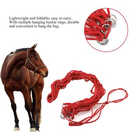 Horse Haynet Haynet Hay Net for Horses Feeder Net for Horses Baits for Horses Sheep Goats Cattle Horse Riding Foldable Buckle Ring Large Capacity for 1 to 2 Adult Horses (Red)