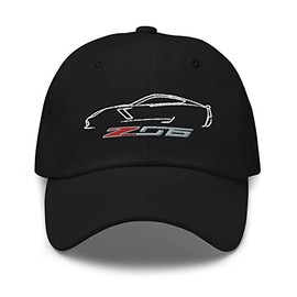 Sports Car Z06 C7 Silhouette Custom Car Club Embroidered Dad hat Black